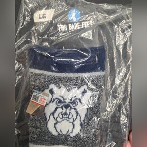 For Bare Feet Navy and Gray Butler Bulldog Socks, Size Large